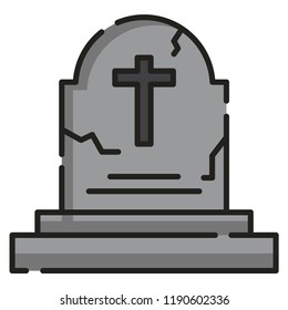 A tombstone vector illustration in line color design