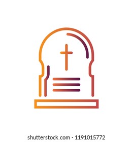 A tombstone vector illustration in line gradient design
