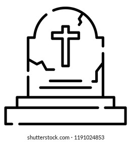 A tombstone vector illustration in line stroke design