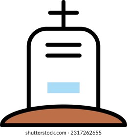 Grabstein-Vektorgrafik auf transparentem Hintergrund. Hochwertige Symbole. Zeilenfarbige Vektorsymbole für Konzept und Grafikdesign.
