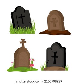 Tombstone. Vector set in a flat style on a white background. A design element.