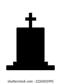 Tombstone vector silhouette illustration isolated on white background. Gravestone or headstone on graveyard. Rest in peace on cemetery. Rest in peace memories.
