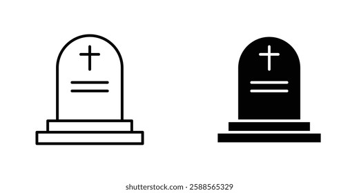 Tombstone vectors icons set in filled and strokes on white background