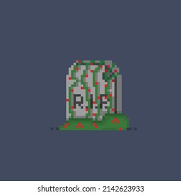 tombstone with vines in pixel style