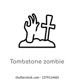 tombstone zombie hand vector line icon. Simple element illustration. tombstone zombie hand outline icon from other concept. Can be used for web and mobile