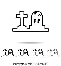 Tombstones different shapes icon. Simple thin line, outline vector of halloween icons for ui and ux, website or mobile application