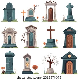 Tombstones and Monuments. Image of tombstones, headstones, and monuments in a graveyard