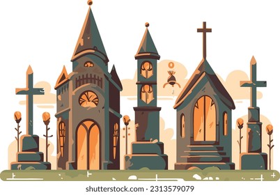Tombstones and Monuments. Image of tombstones, headstones, and monuments in a graveyard