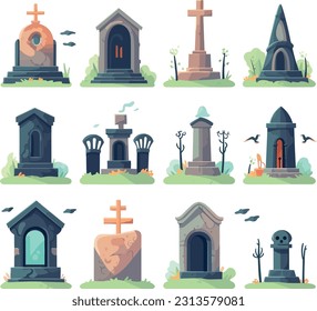 Tombstones and Monuments. Image of tombstones, headstones, and monuments in a graveyard