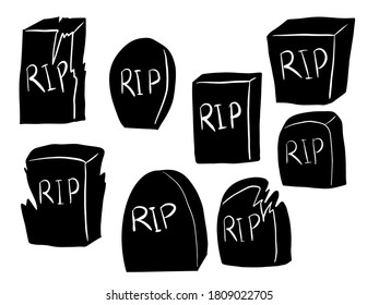 tombstones Silhouette Halloween. black and white image illustration