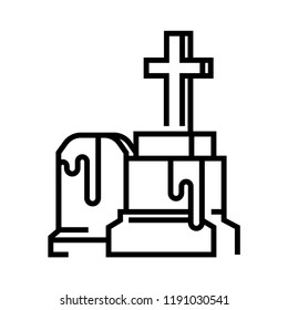 A tombstones vector illustration in line stroke design