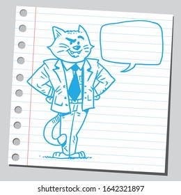 Tomcat businessman speaking about successful business.