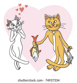 Tomcat is giving gifts to a cat