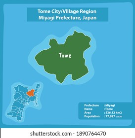 Tome City or Village Region Miyagi Prefecture Map Japan