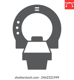Tomography glyph icon, ct scan and diagnostic, mri scanner vector icon, vector graphics, editable stroke outline sign, eps 10.