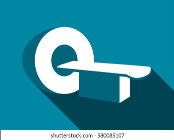Tomography icon with long shadow. Magnetic resonance imaging. Vector illustration