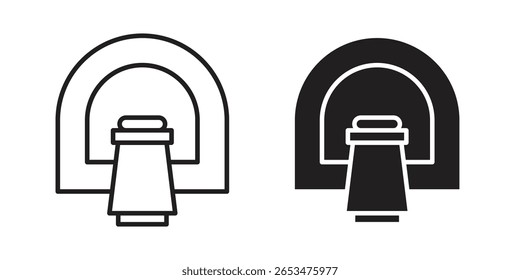 Ícone de tomografia, sinal vetorial de contorno, pictograma de estilo linear e sólido isolado no branco.