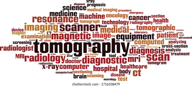 Tomography word cloud concept. Collage made of words about tomography. Vector illustration 