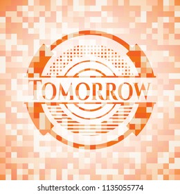 Tomorrow abstract orange mosaic emblem