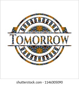 Tomorrow arabesque badge. arabic decoration.