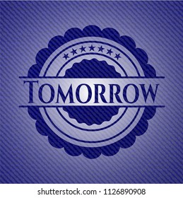 Tomorrow badge with denim background