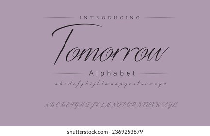 Tomorrow Elegant Font Uppercase Lowercase and Number. Classic Lettering Minimal Fashion Designs. Typography modern serif fonts regular decorative vintage concept. vector illustration