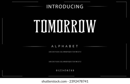 Tomorrow Elegant Font Uppercase Lowercase and Number. Classic Lettering Minimal Fashion Designs. Typography modern serif fonts regular decorative vintage concept. vector illustration