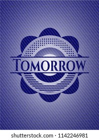 Tomorrow emblem with denim texture