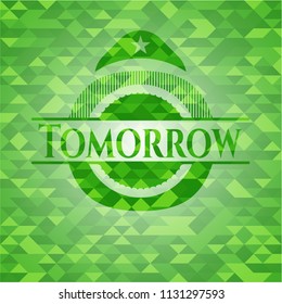 Tomorrow green emblem with mosaic background