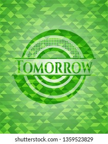 Tomorrow green emblem with mosaic background