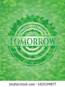 Tomorrow green emblem. Mosaic background. Vector Illustration. Detailed.