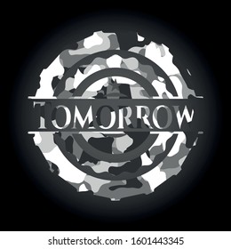 Tomorrow grey camo emblem. Vector Illustration.