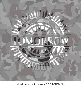 Tomorrow grey camouflaged emblem