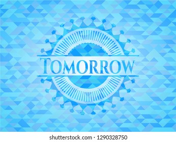 Tomorrow sky blue emblem. Mosaic background
