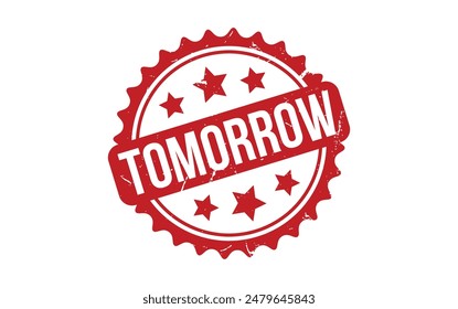 Tomorrow Stamp. Red Tomorrow Rubber grunge Stamp