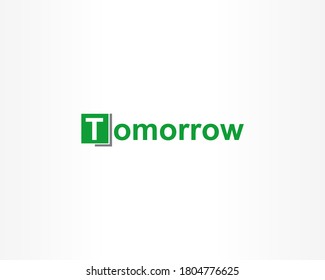 Tomorrow text typography logo design template