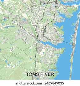 Toms River, Nueva Jersey, Estados Unidos mapa poster art