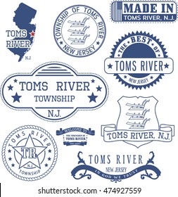 Toms River township, New Jersey. Set of generic stamps and signs.