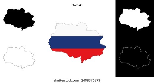 Tomsk blank outline map set