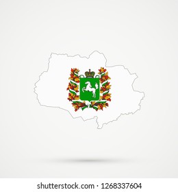 Tomsk Oblast map in Tomsk Oblast flag colors, editable vector.