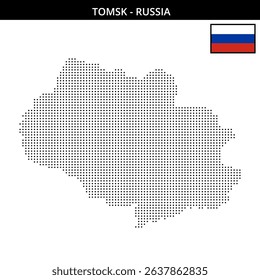 Tomsk region map with dots and pixels