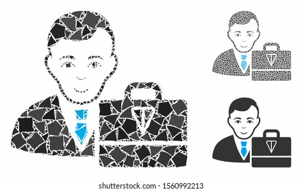 Ton accounter composition of tuberous parts in variable sizes and color tinges, based on ton accounter icon. Vector raggy pieces are united into collage.