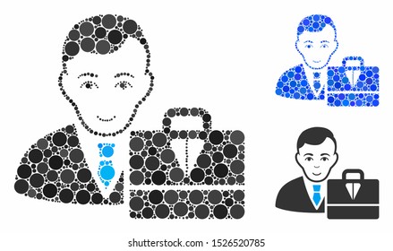 Ton accounter mosaic for ton accounter icon of spheric dots in different sizes and color tints. Vector round dots are organized into blue mosaic. Dotted ton accounter icon in usual and blue versions.