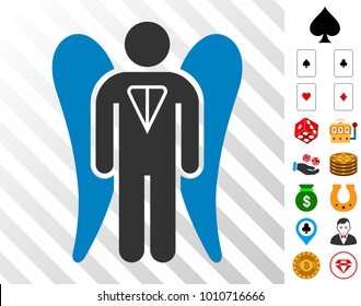 Ton Angel Investor pictograph with bonus casino graphic icons. Vector illustration style is flat iconic symbols. Designed for gamble gui.