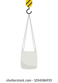 Ton bag on crane hook. Vector silhouette isolated on white background