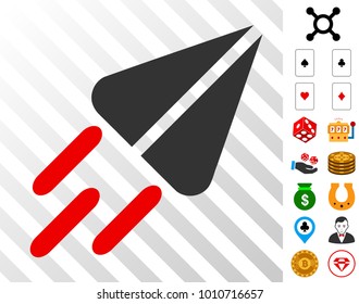 Ton Currency Flight icon with bonus casino pictographs. Vector illustration style is flat iconic symbols. Designed for gamble websites.
