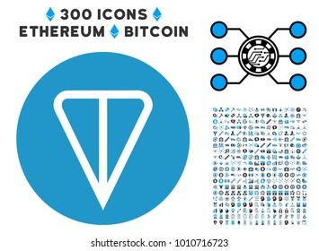 Ton Currency icon with 3 hundred bonus ethereum clip art. Vector illustration style is flat iconic symbols designed for cryptocurrency apps.