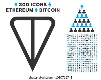 Ton Currency icon with 300 additional cryptocurrency design elements. Vector illustration style is flat iconic symbols designed for cryptocurrency mining software.