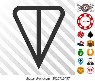 Ton Currency icon with bonus gambling symbols. Vector illustration style is flat iconic symbols. Designed for casino software.