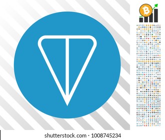 Ton Currency pictograph with 700 bonus bitcoin mining and blockchain design elements. Vector illustration style is flat iconic symbols designed for crypto currency websites.